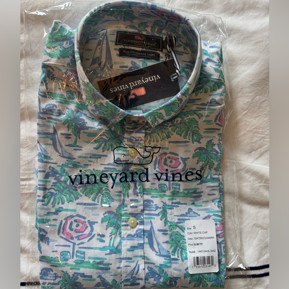 Vineyard Vines Slim Fit Ocean Terrace Murray Short-Sleeve Button-down Size Small